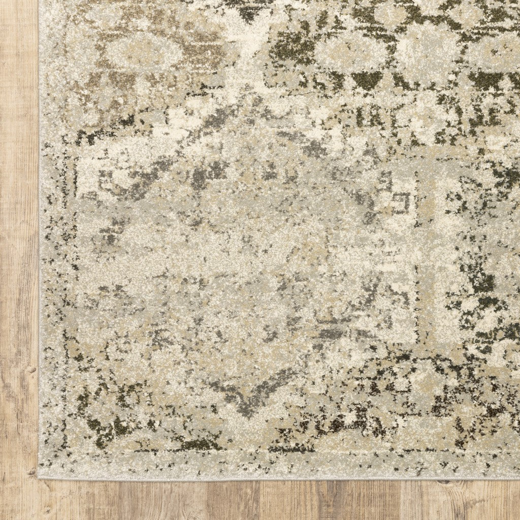 10 x 13 Ivory & Gray Floral Trellis Indoor Rug
