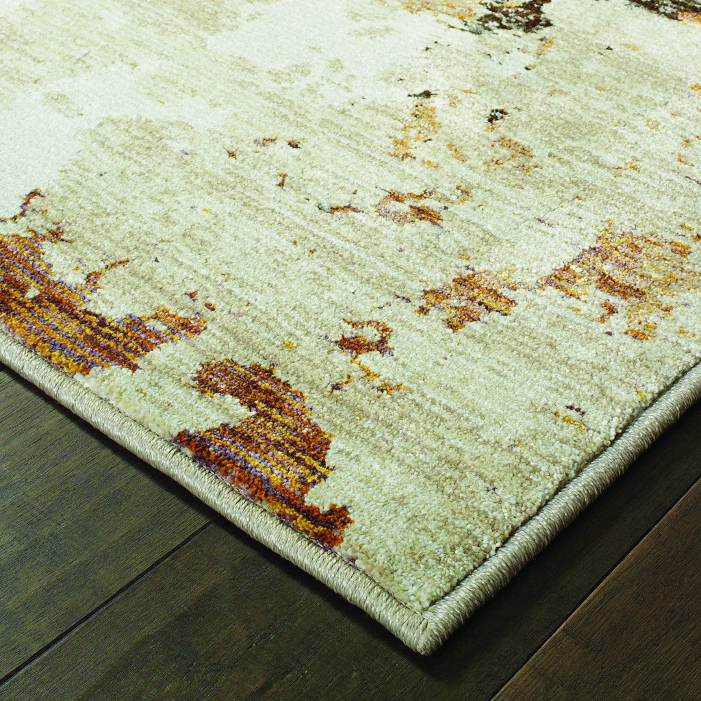 9 x 12 Beige & Black Power Loom Rug