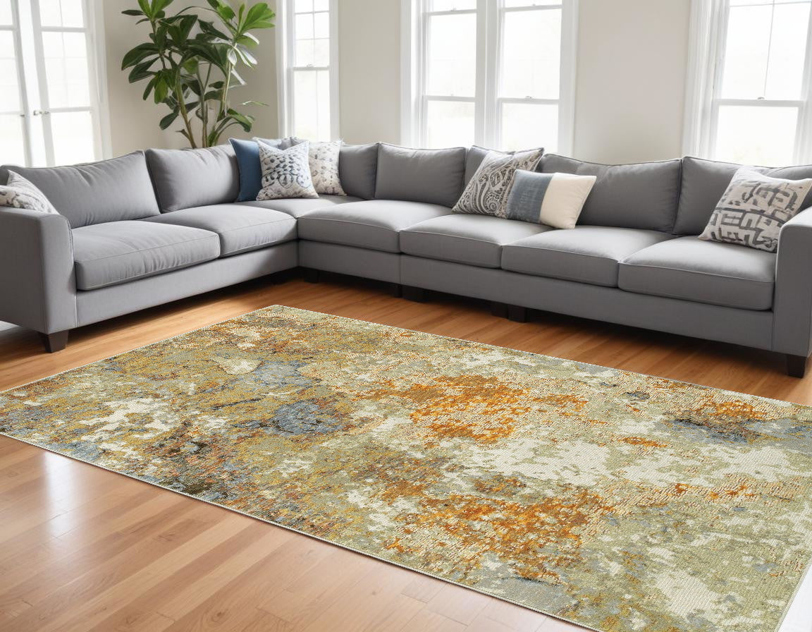 9 x 12 Gold & Ivory Power Loom Rug