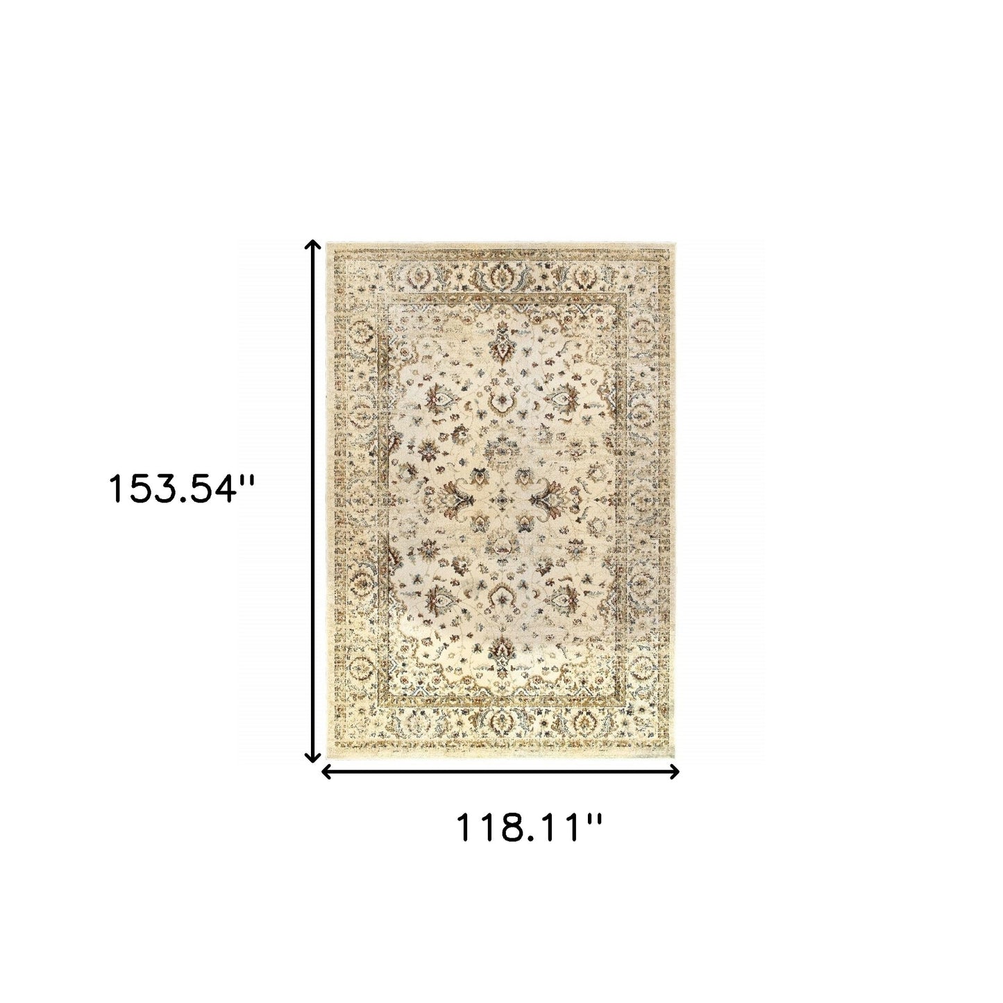 10 x 13 Ivory & Gold Distressed Indoor Rug