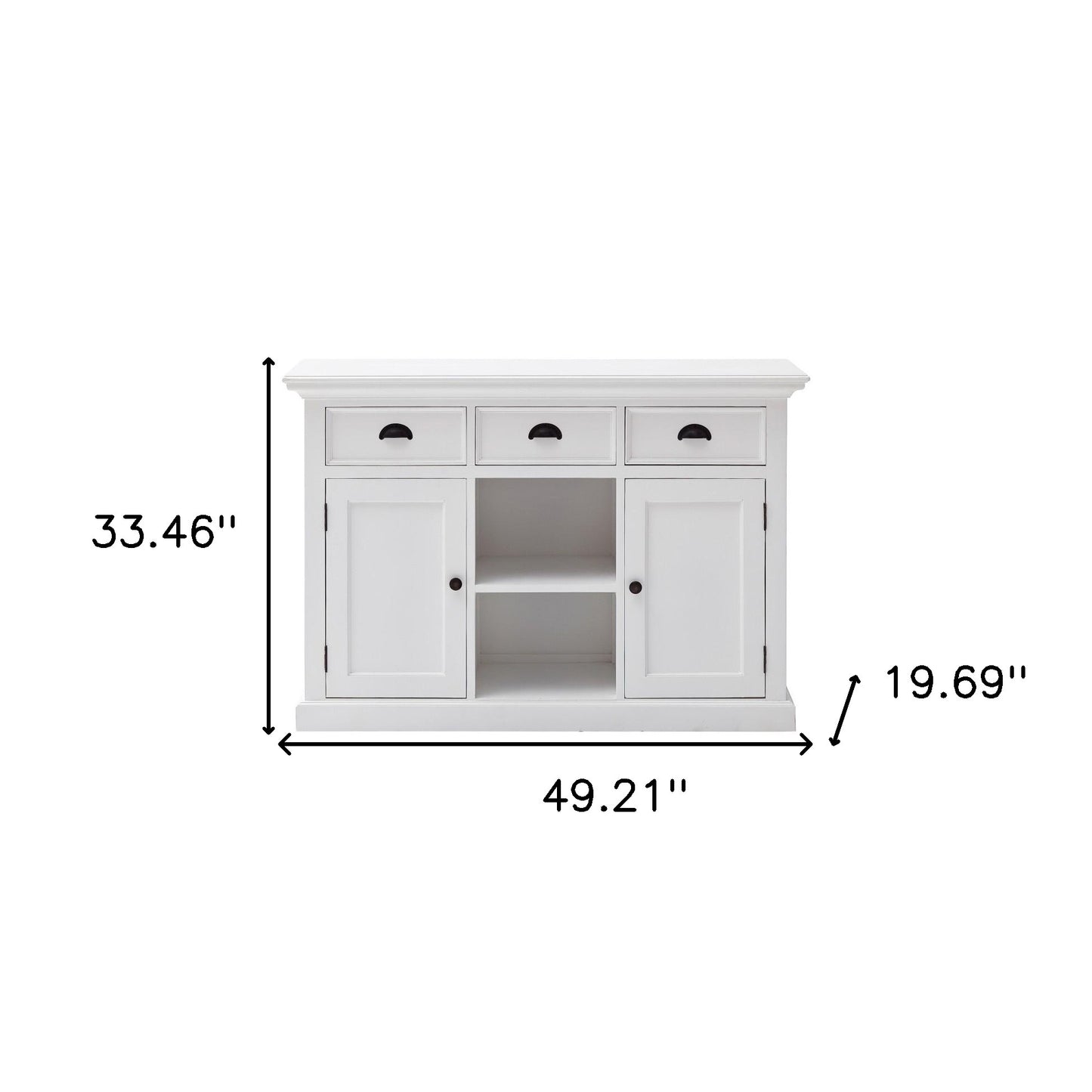 White Wood 3 Drawer Sideboard w/ 2 Doors
