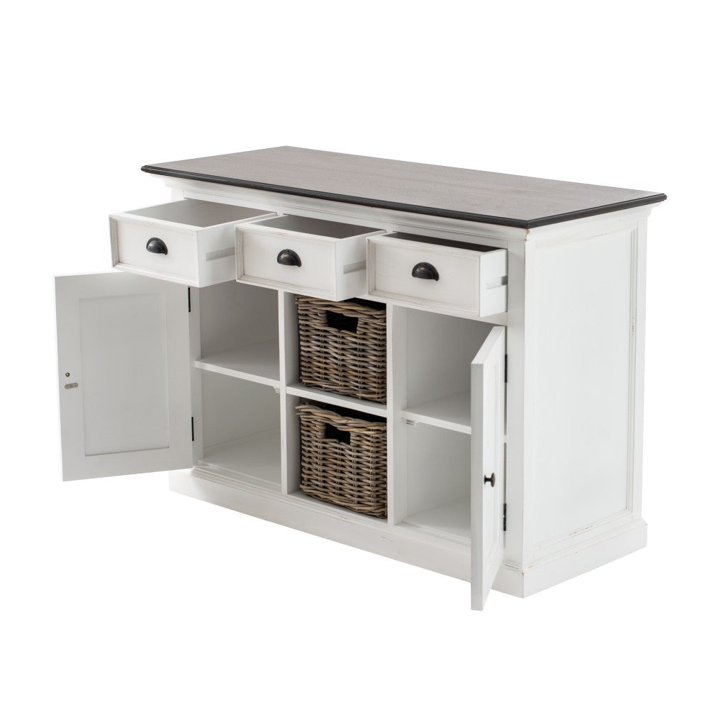 Modern Farmhouse Brown & White Large Accent Cabinet