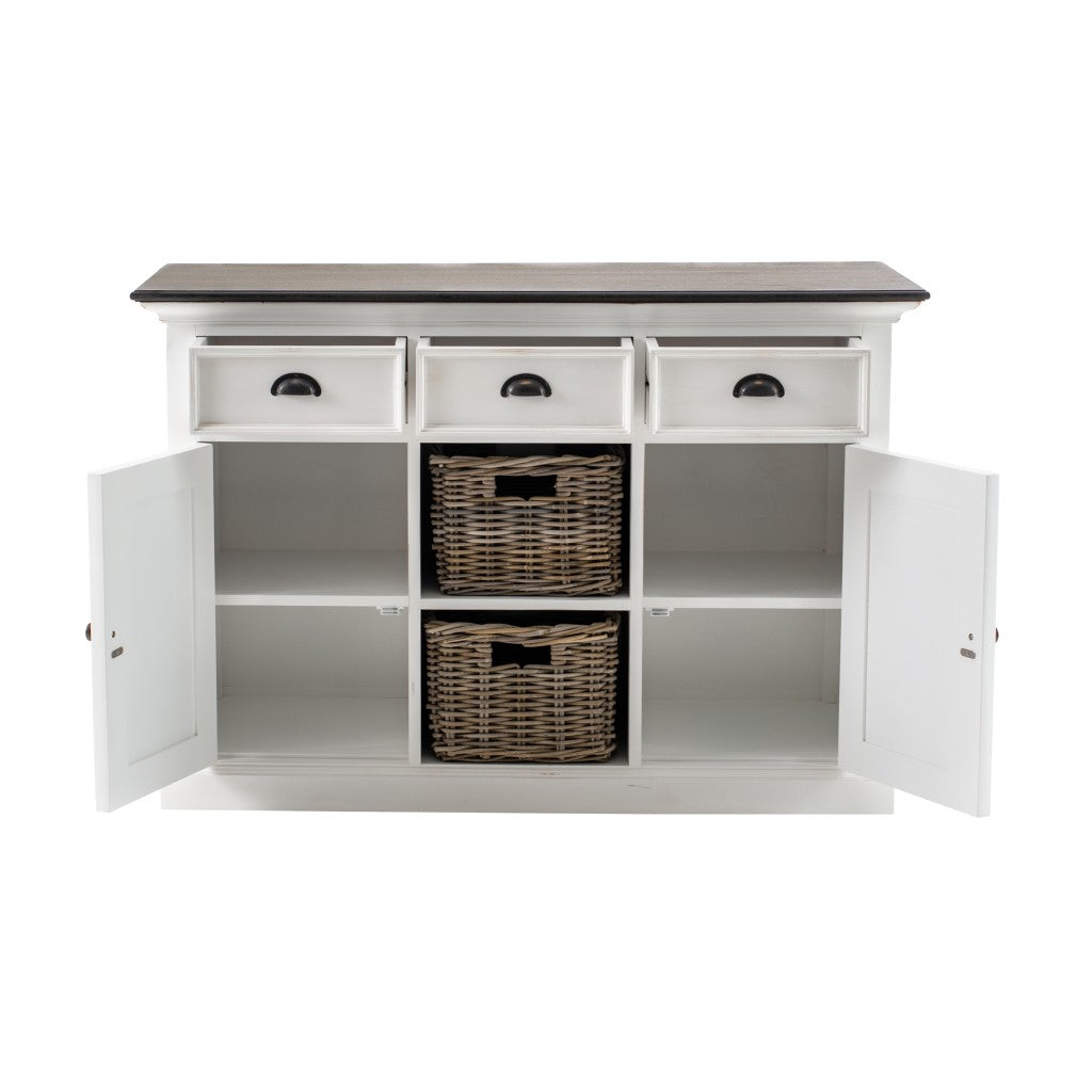 Modern Farmhouse Brown & White Large Accent Cabinet