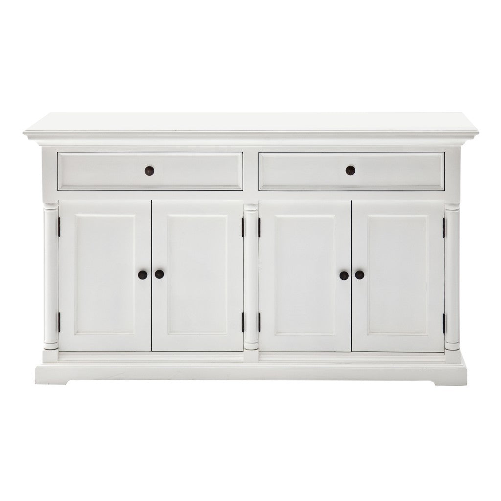 White Solid Wood 2 Drawer Sideboard w/ 4 Doors