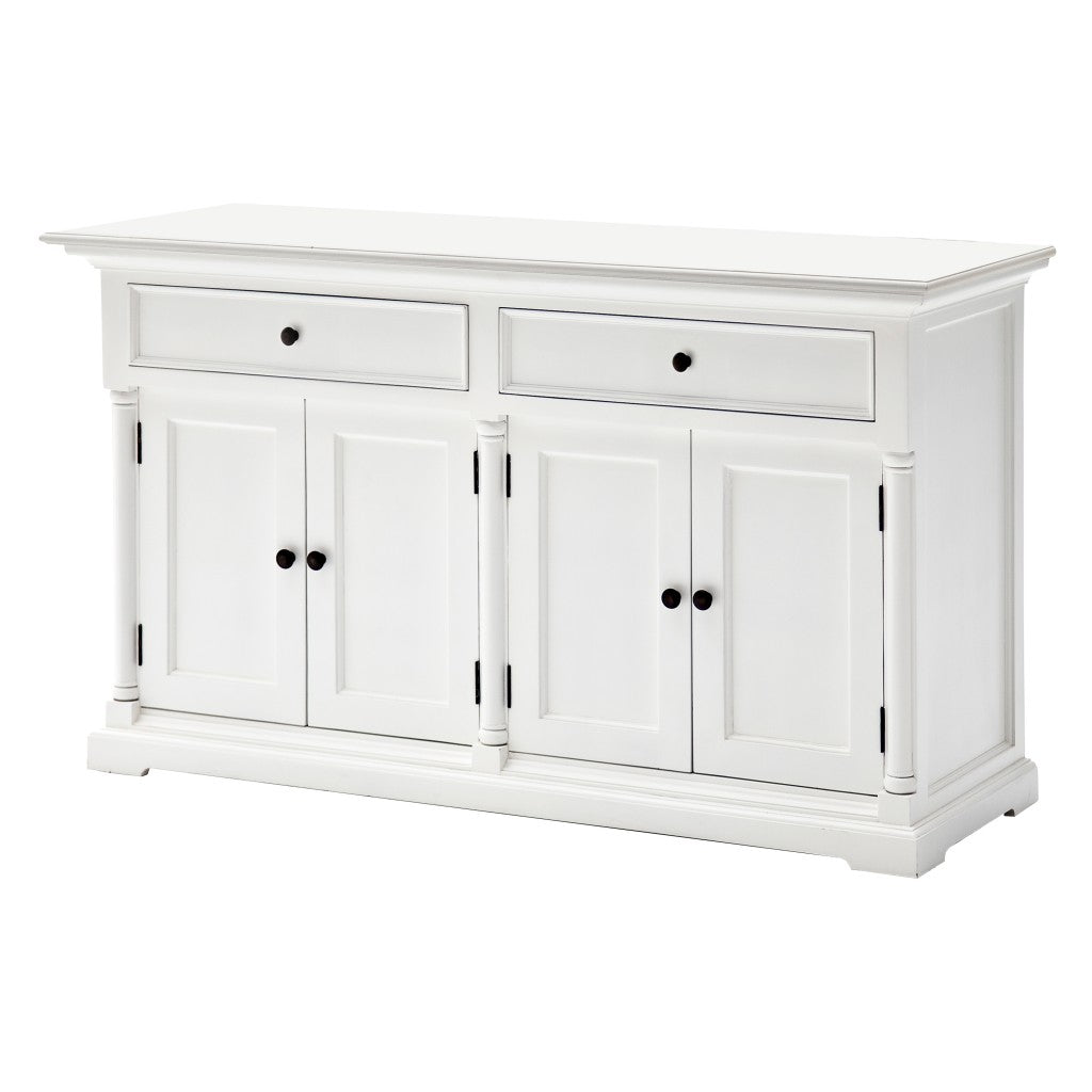 White Solid Wood 2 Drawer Sideboard w/ 4 Doors