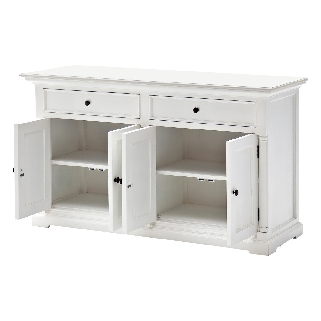 White Solid Wood 2 Drawer Sideboard w/ 4 Doors