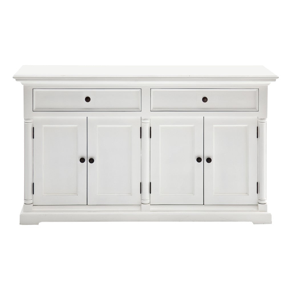 White Solid Wood 2 Drawer Sideboard w/ 4 Doors