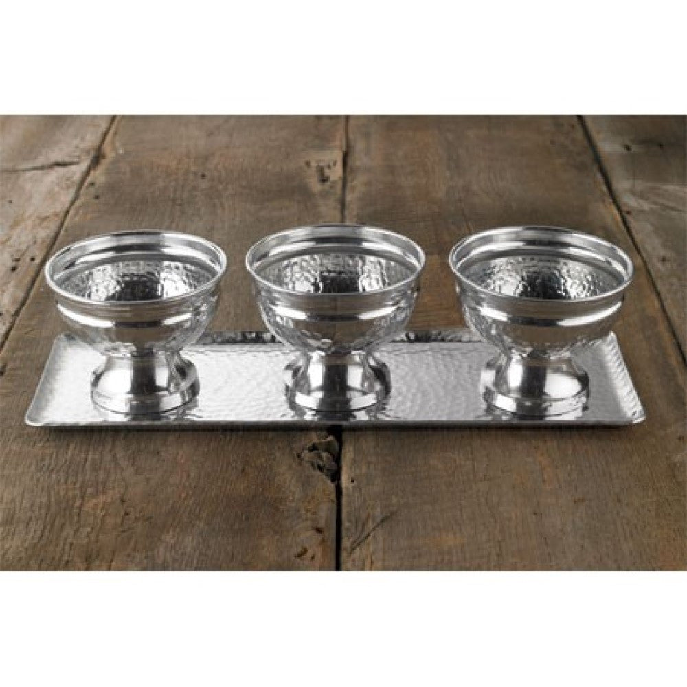 Hammered Serving Tray w/ Oblong Bowls