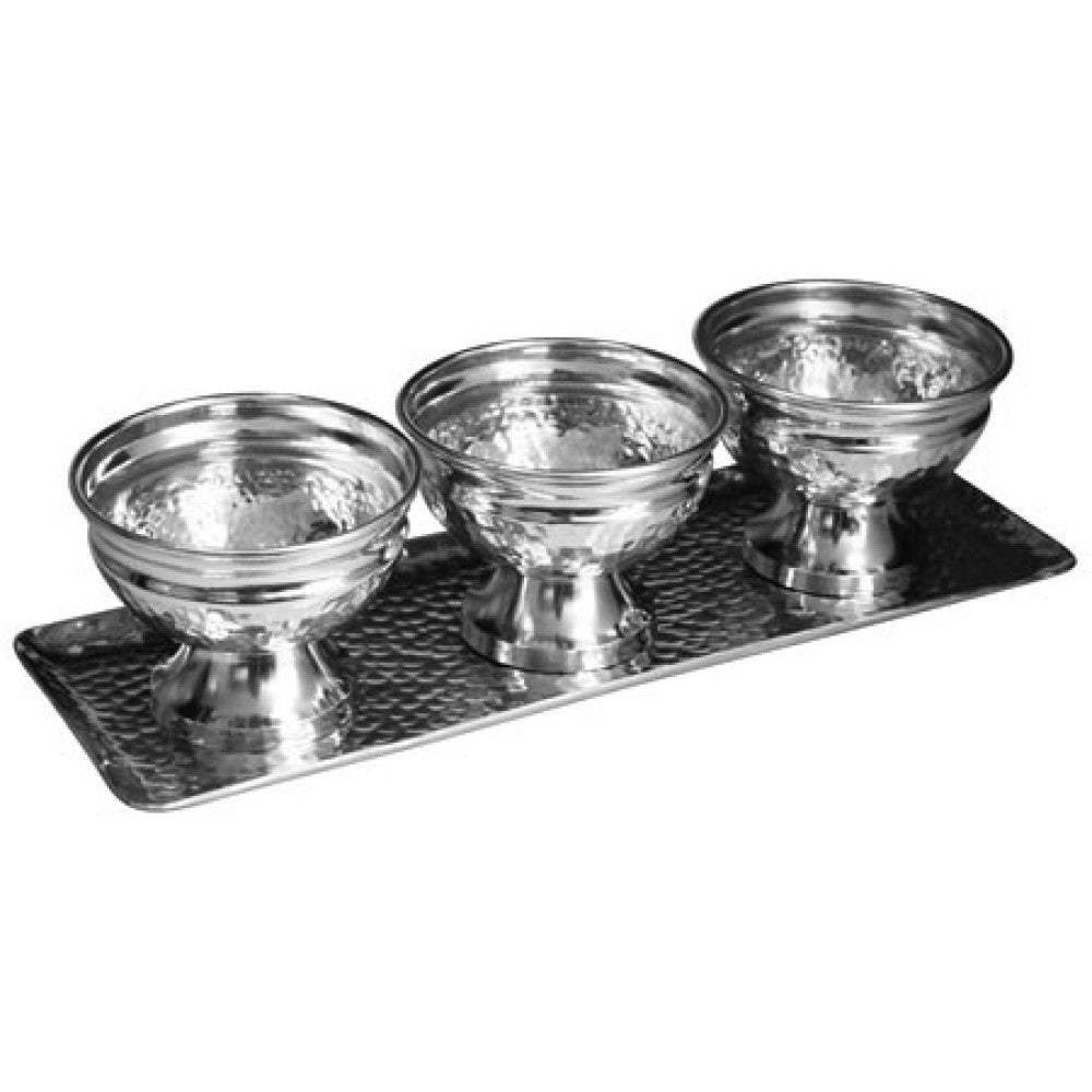 Hammered Serving Tray w/ Oblong Bowls