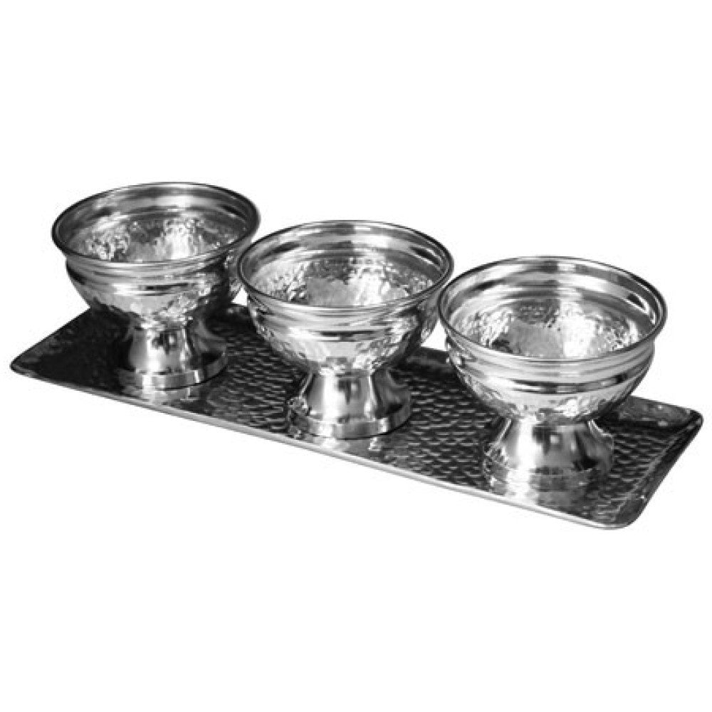 Hammered Serving Tray w/ Oblong Bowls
