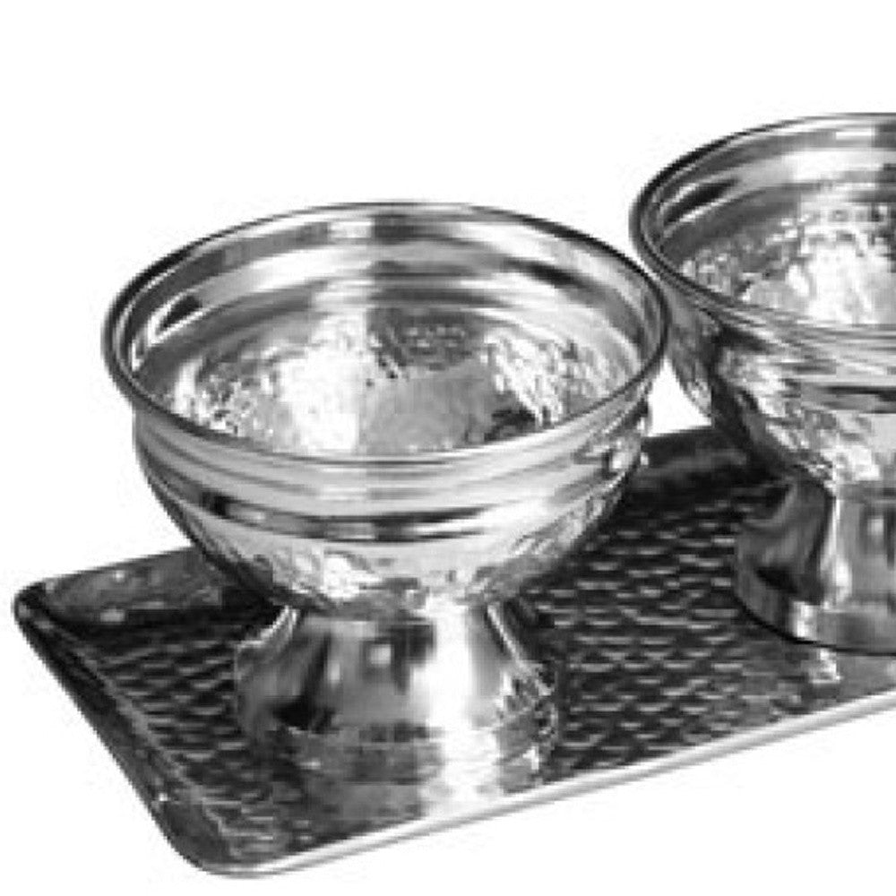 Hammered Serving Tray w/ Oblong Bowls