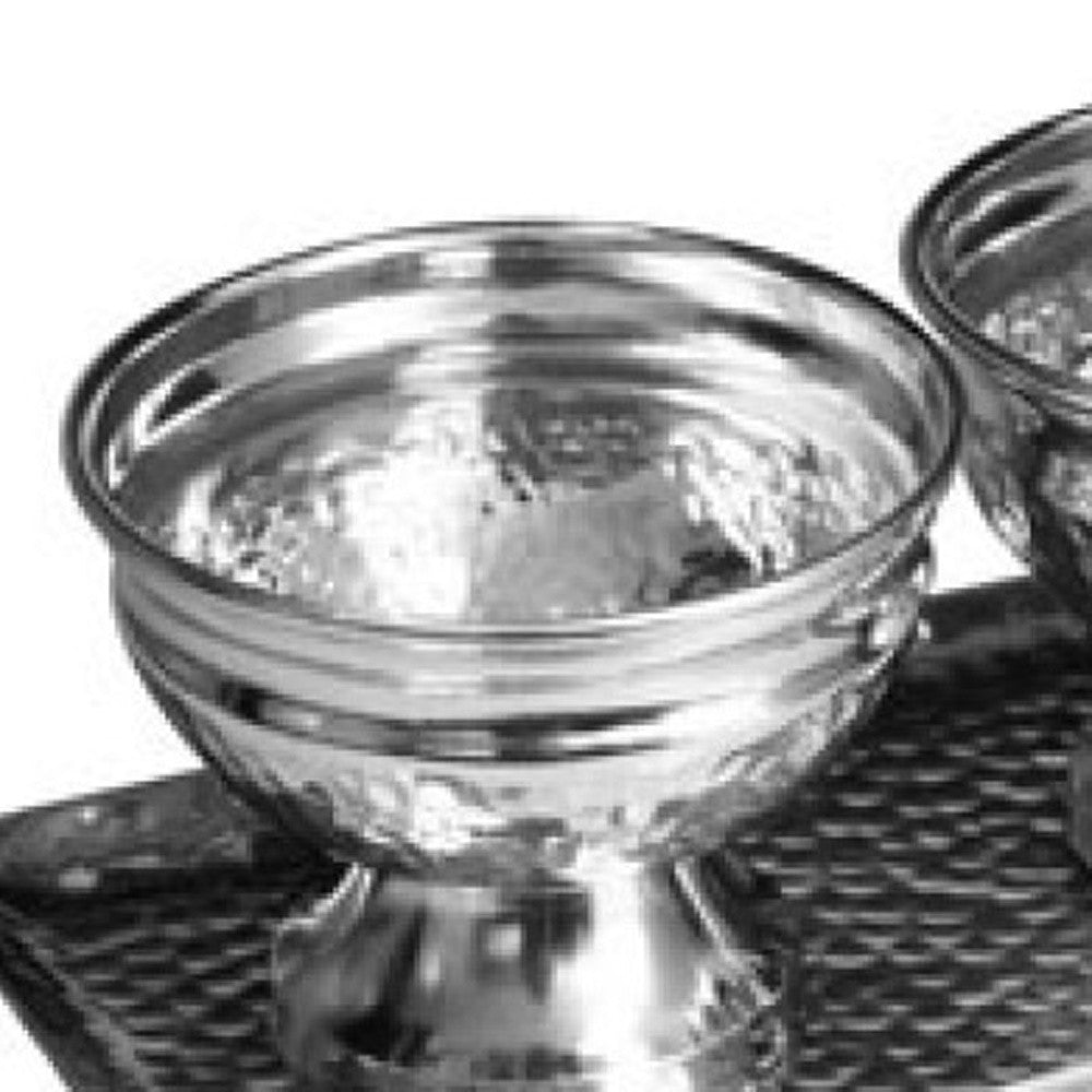 Hammered Serving Tray w/ Oblong Bowls