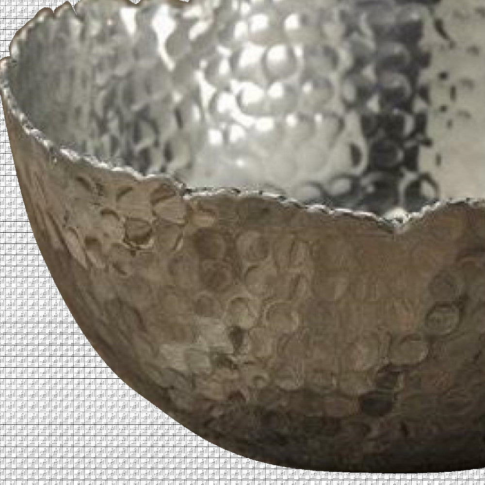 Silver Steel Modern Hammered Cut Bowl