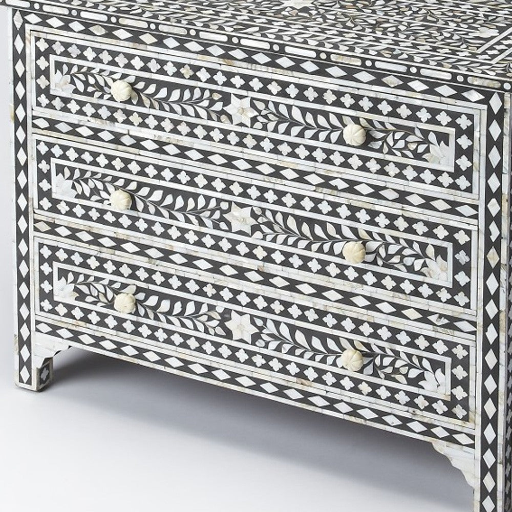 Brown Wood 5-Drawer Triple Dresser