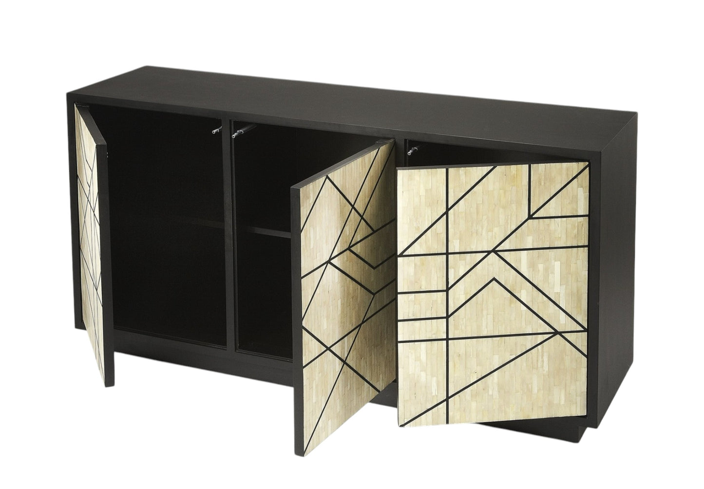 Natural & Black Sideboard w/ 3 Doors