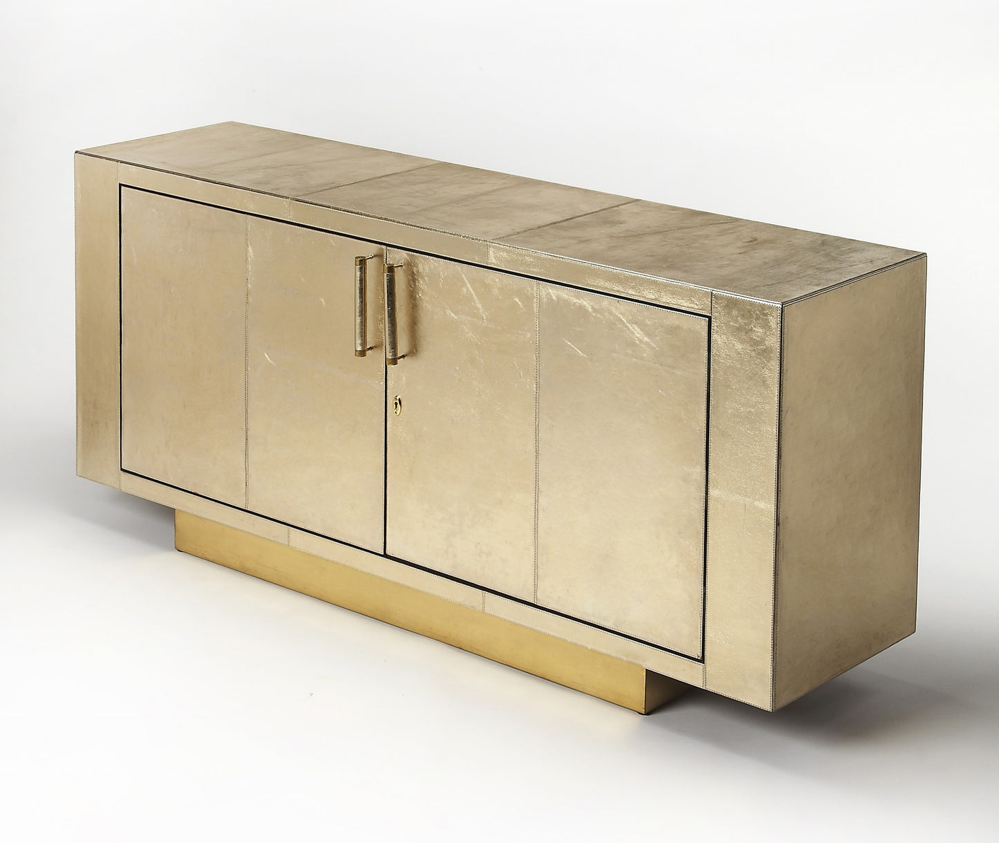 Gold Solid Wood Sideboard Table w/ 2 Doors