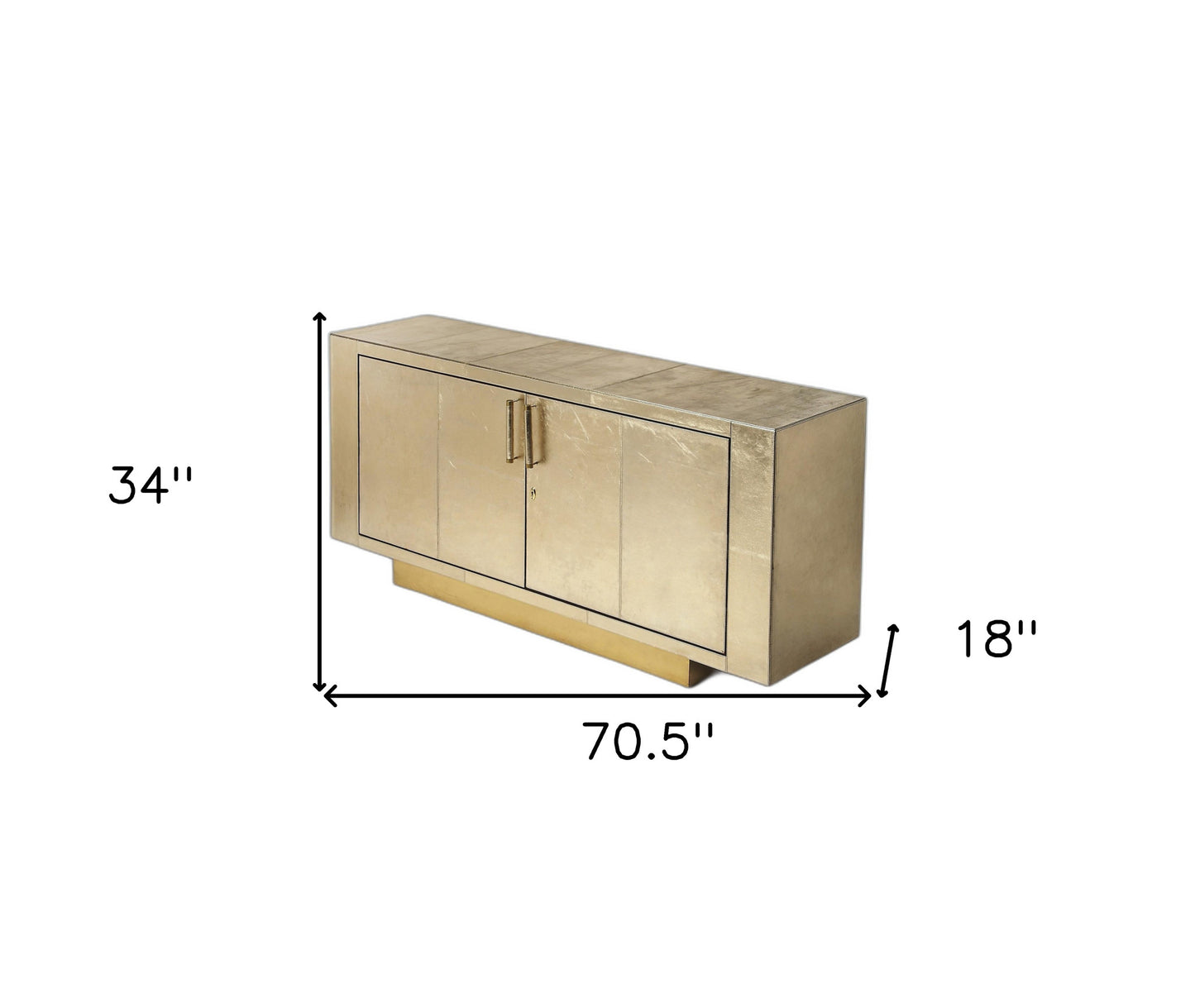 Gold Solid Wood Sideboard Table w/ 2 Doors