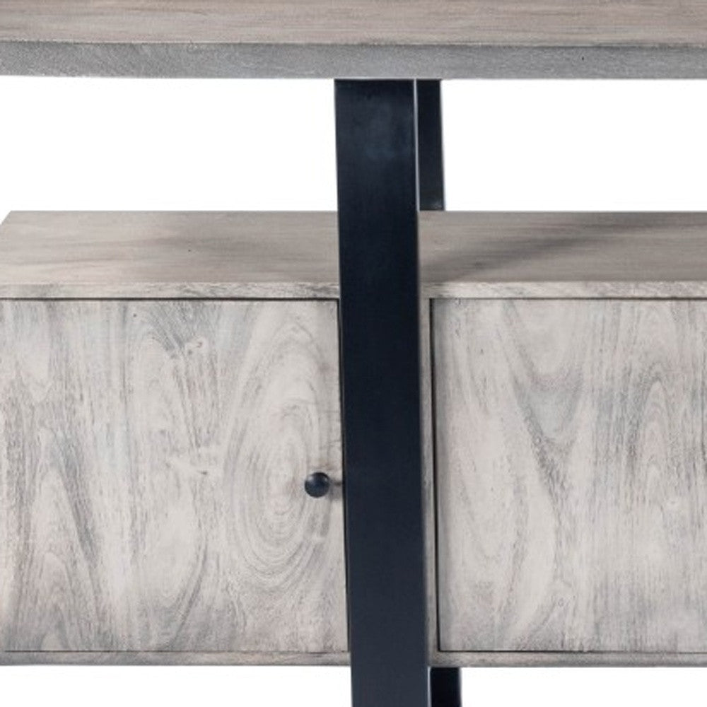 Gray Solid Wood Sideboard w/ 4 Doors