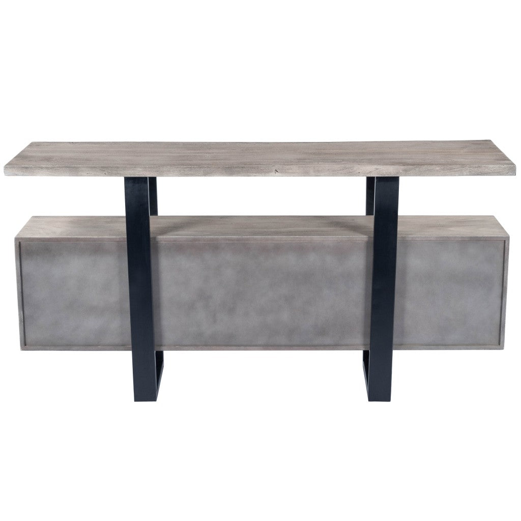 Gray Solid Wood Sideboard w/ 4 Doors