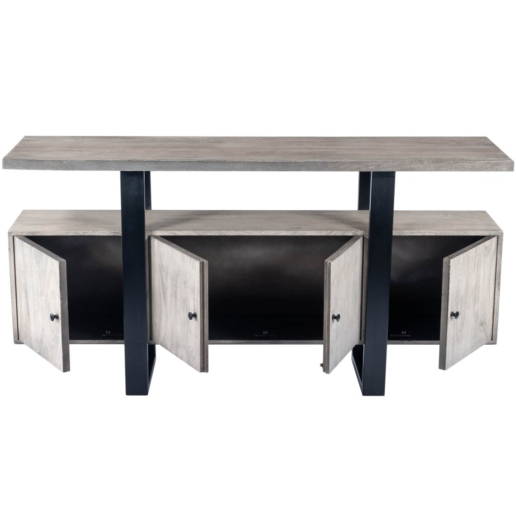 Gray Solid Wood Sideboard w/ 4 Doors