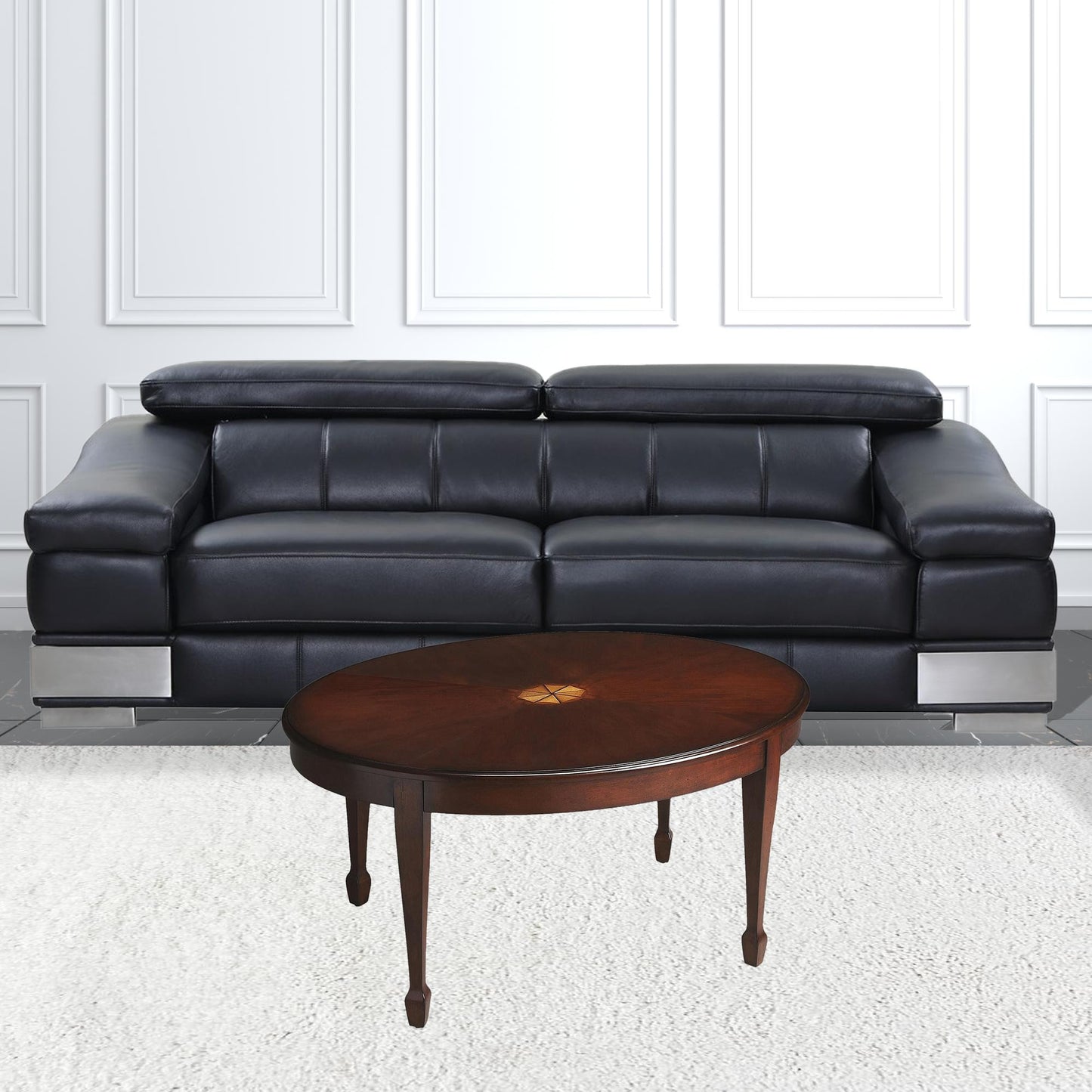 Dark Brown & Brown Oval Coffee Table