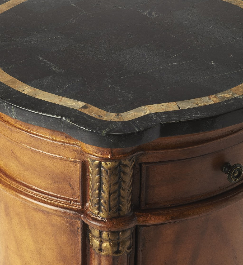 Brown & Black Stone Free Form Coffee Table w/ Drawer