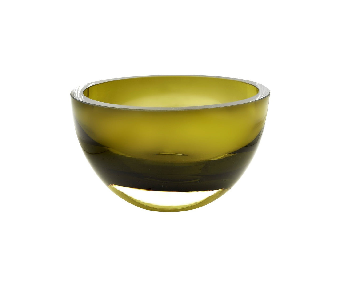 Moss Green Mouth Blown Crystal Thick Walled Bowl