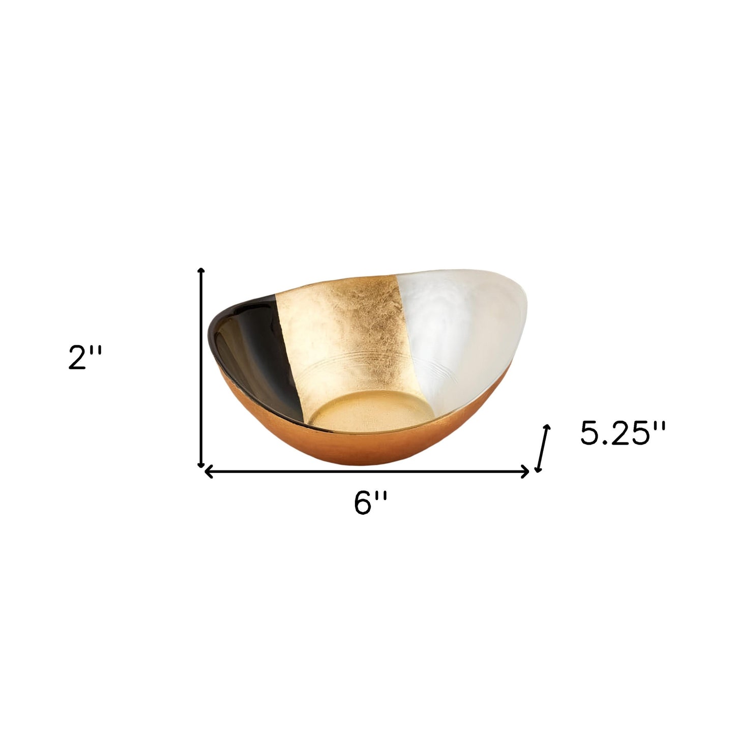 Gold Black And White Oval Glass Bowl