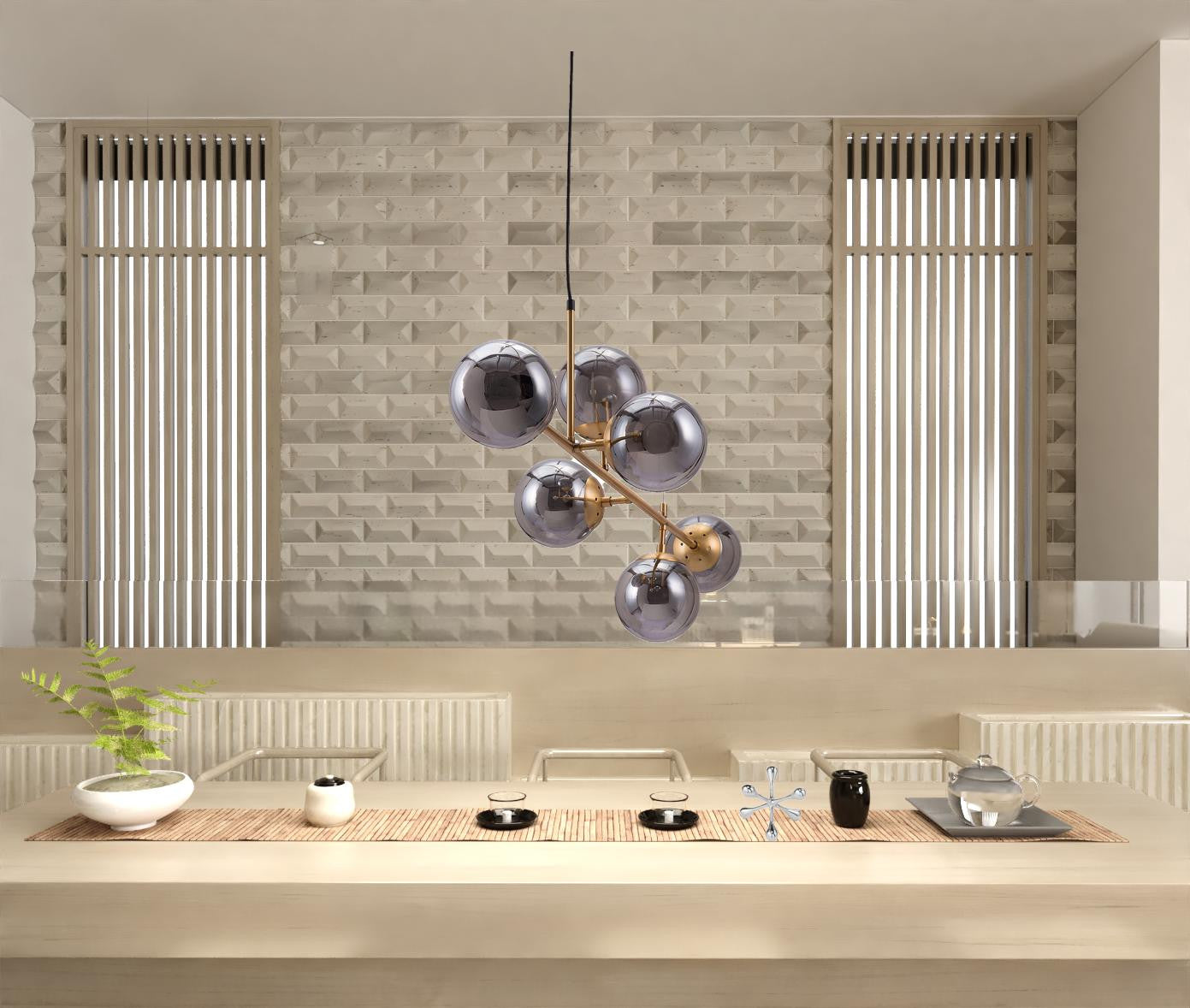 Gold Kitchen Island 6 Light Dimmable Ceiling Light