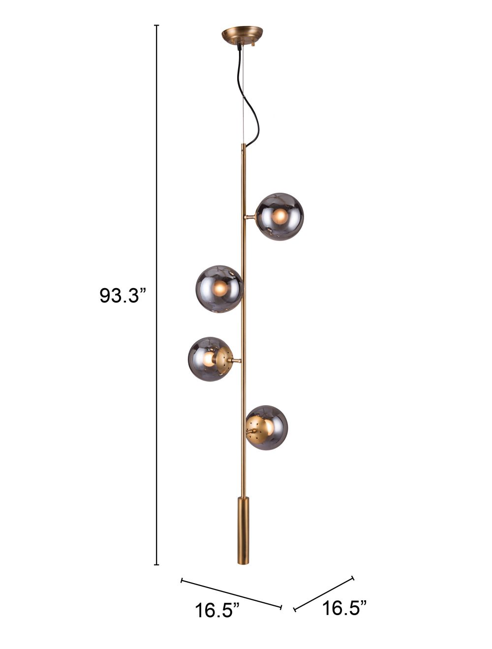 Gold Shaded 4 Light Dimmable Ceiling Light