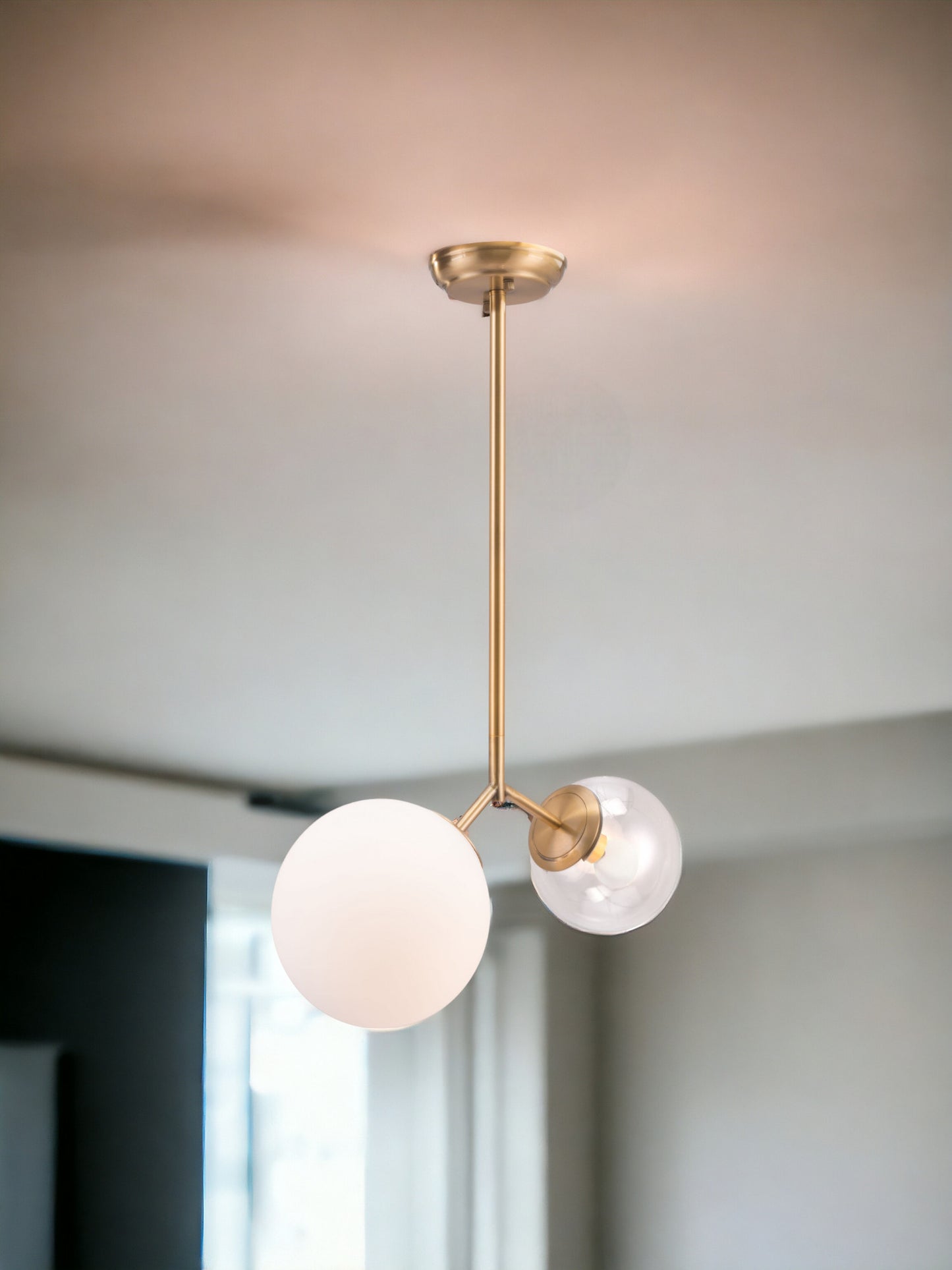 Gold Shaded 2 Light Dimmable Ceiling Light