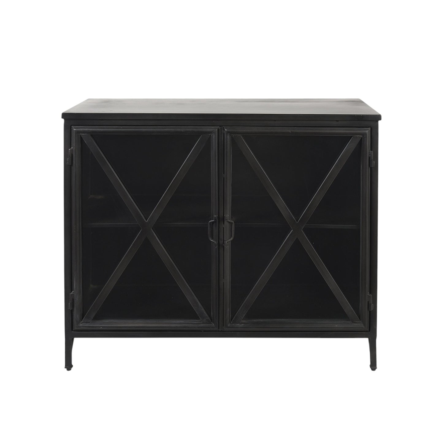 Black Iron Sideboard w/ 2 Glass Doors