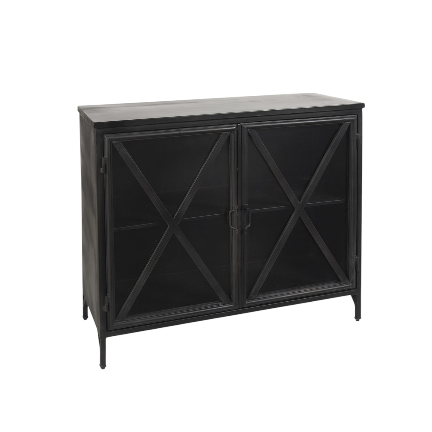Black Iron Sideboard w/ 2 Glass Doors