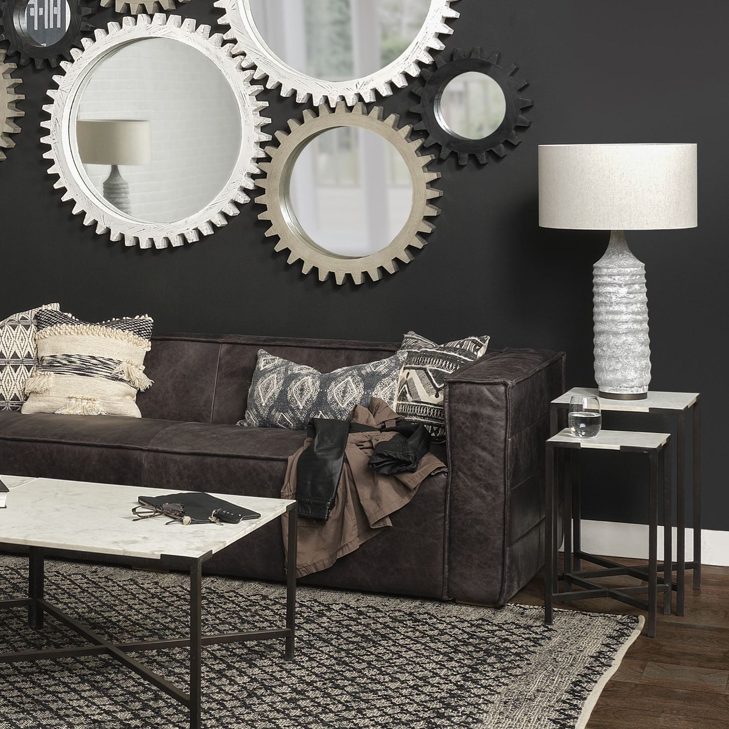 Gray Lamp Base w/ Beige Shade