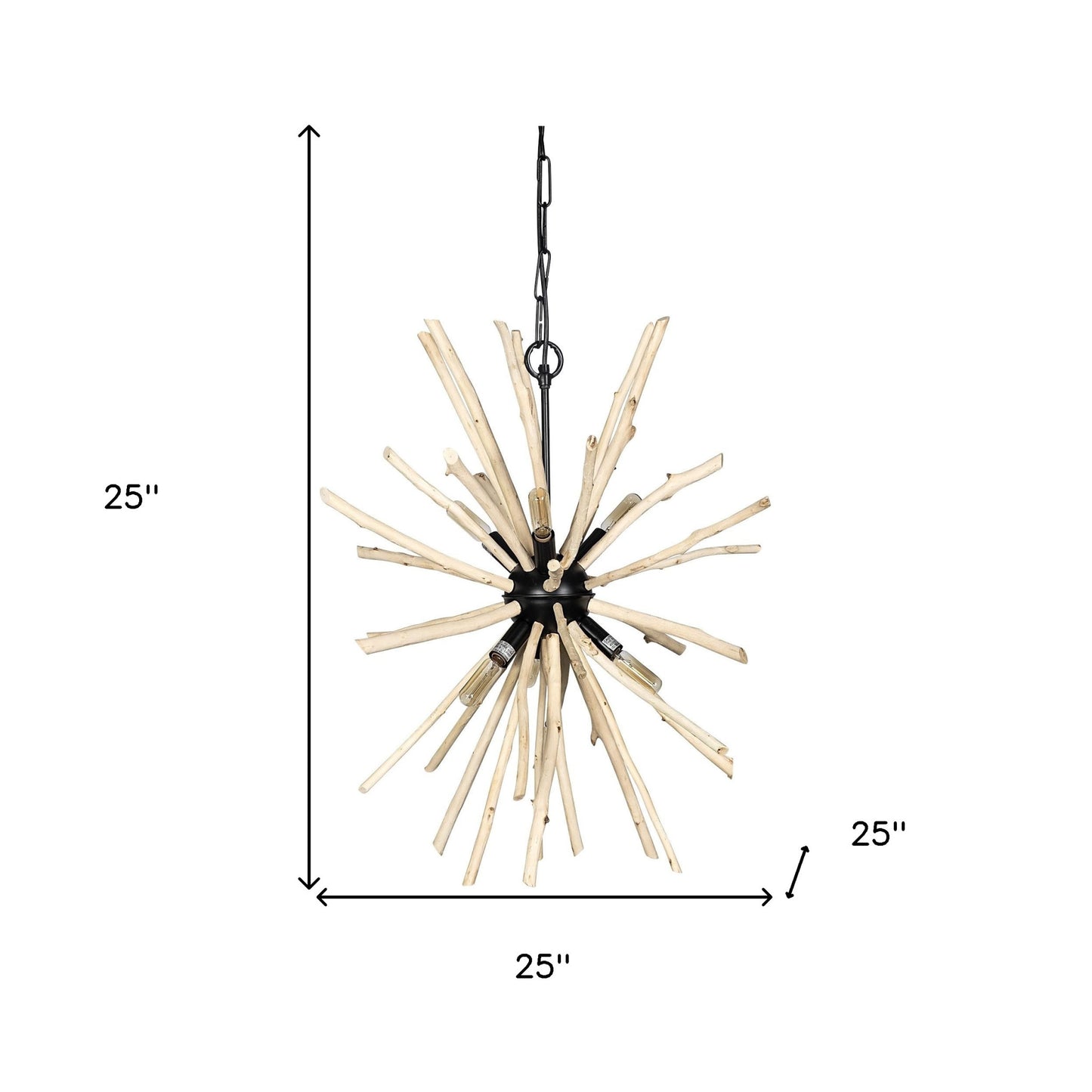 Wood & Starburst 6 Bulb Hanging Light