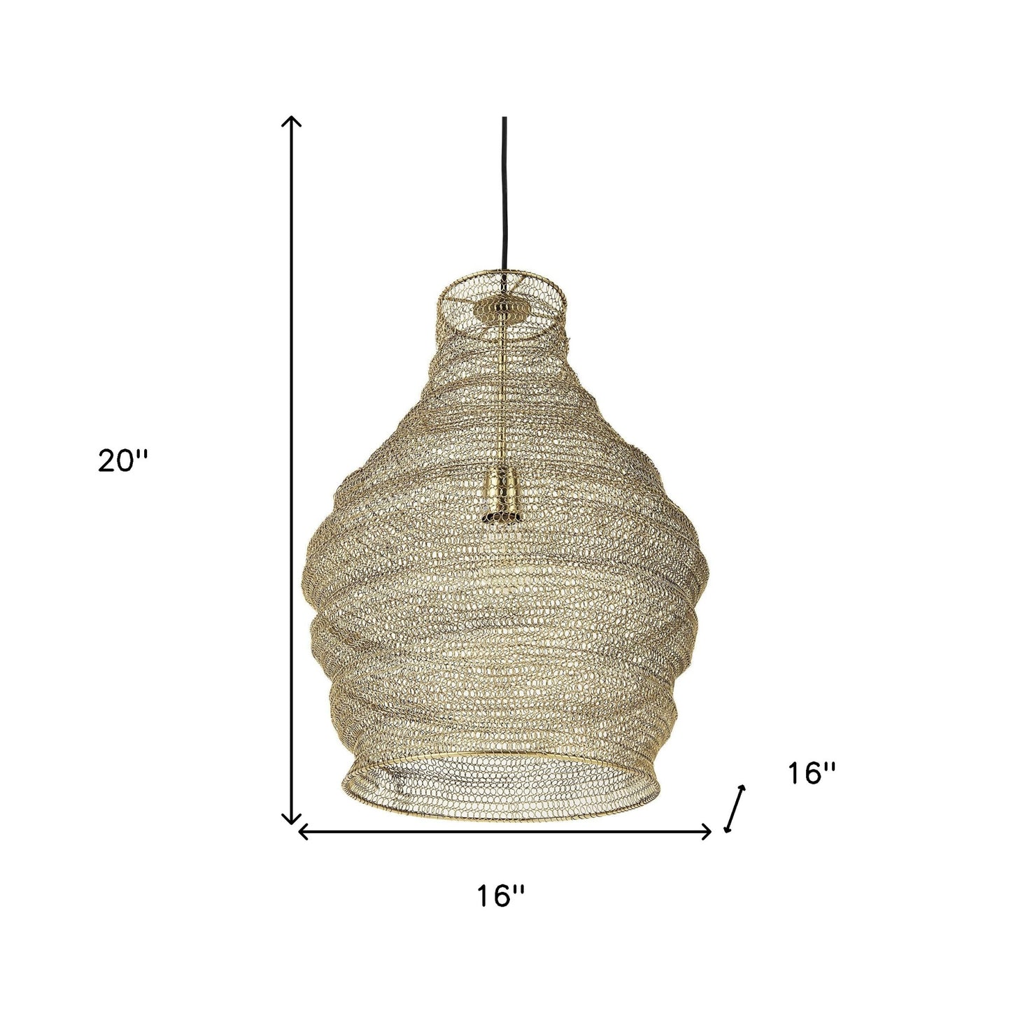 Gold Wire Mesh Hanging Pendant Light