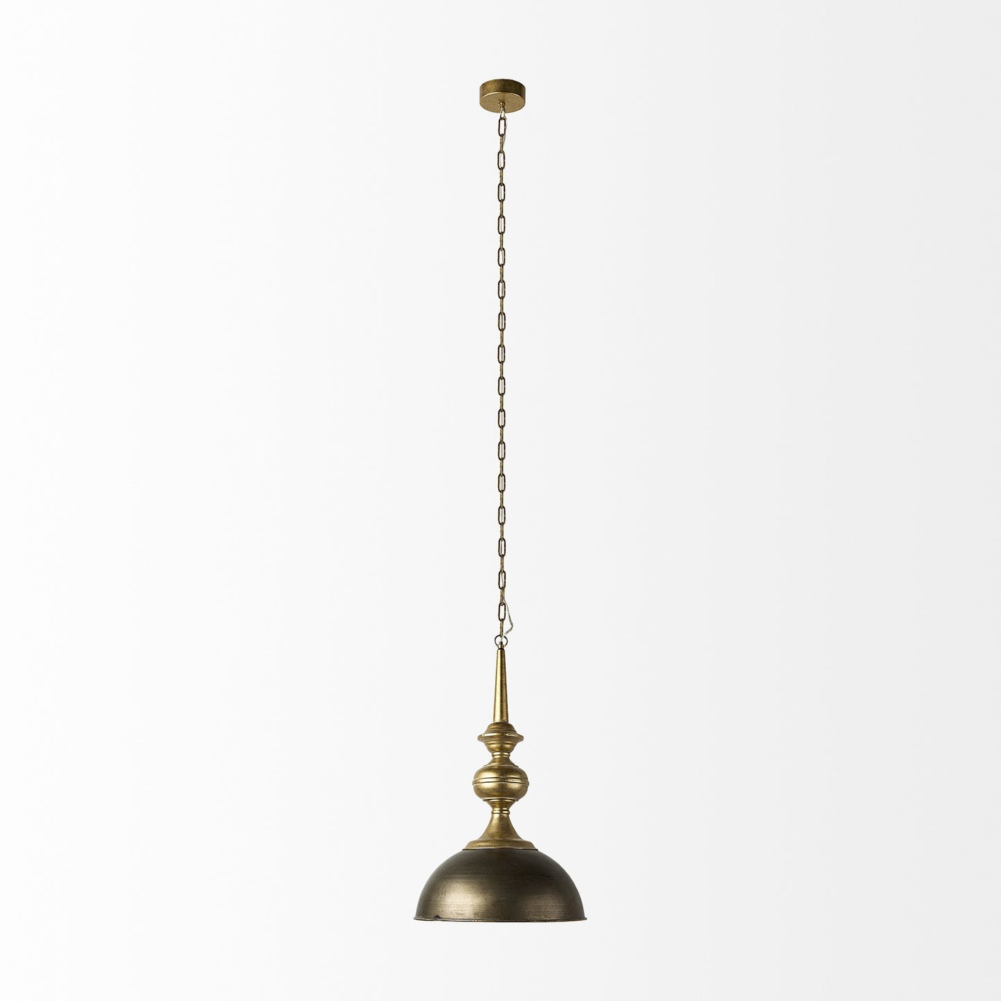 Gold Toned Dome Hanging Pendant Light