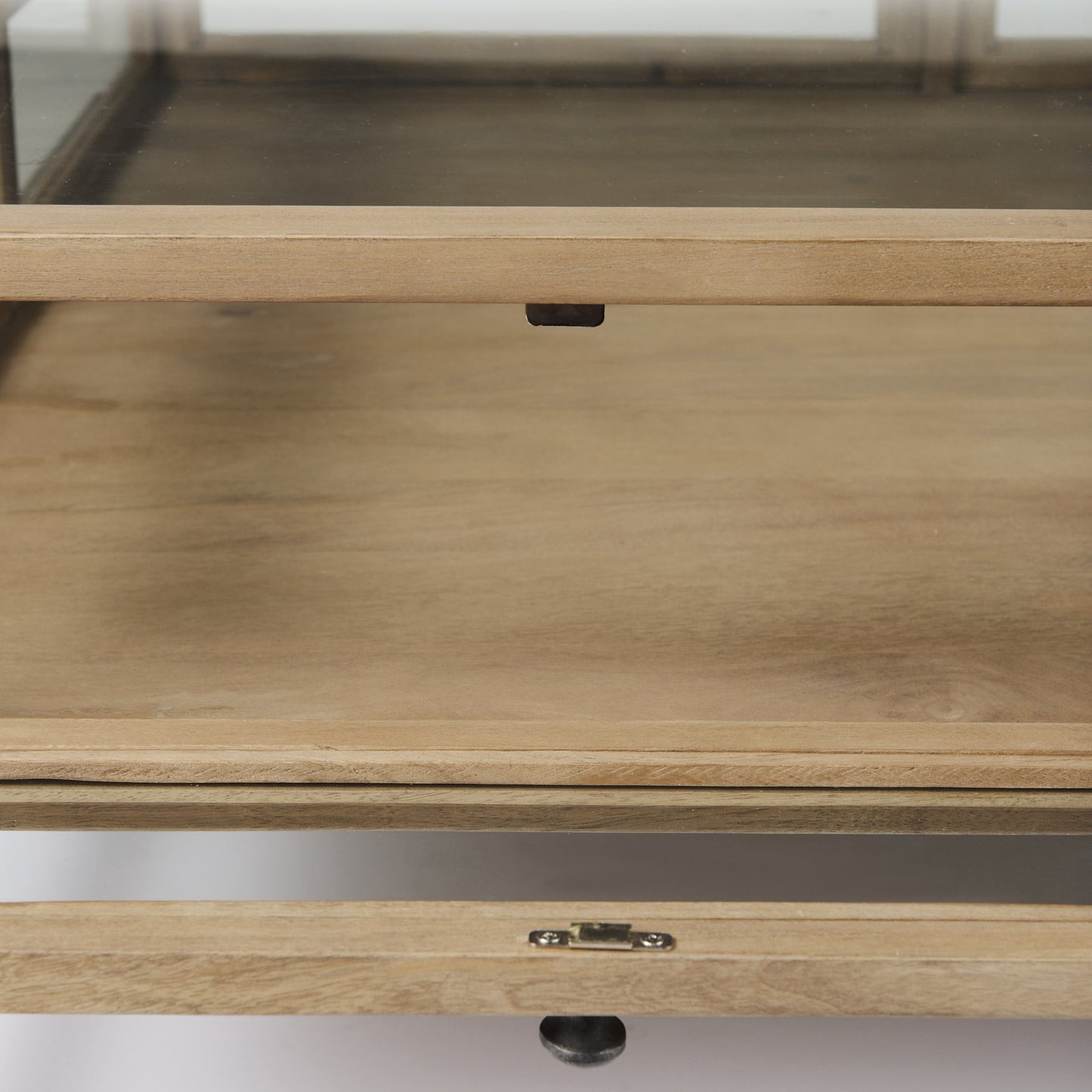 Clear & Black Glass & Metal Square Coffee Table