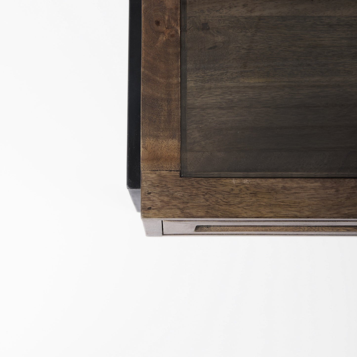 Dark Brown Glass & Metal Square Coffee Table