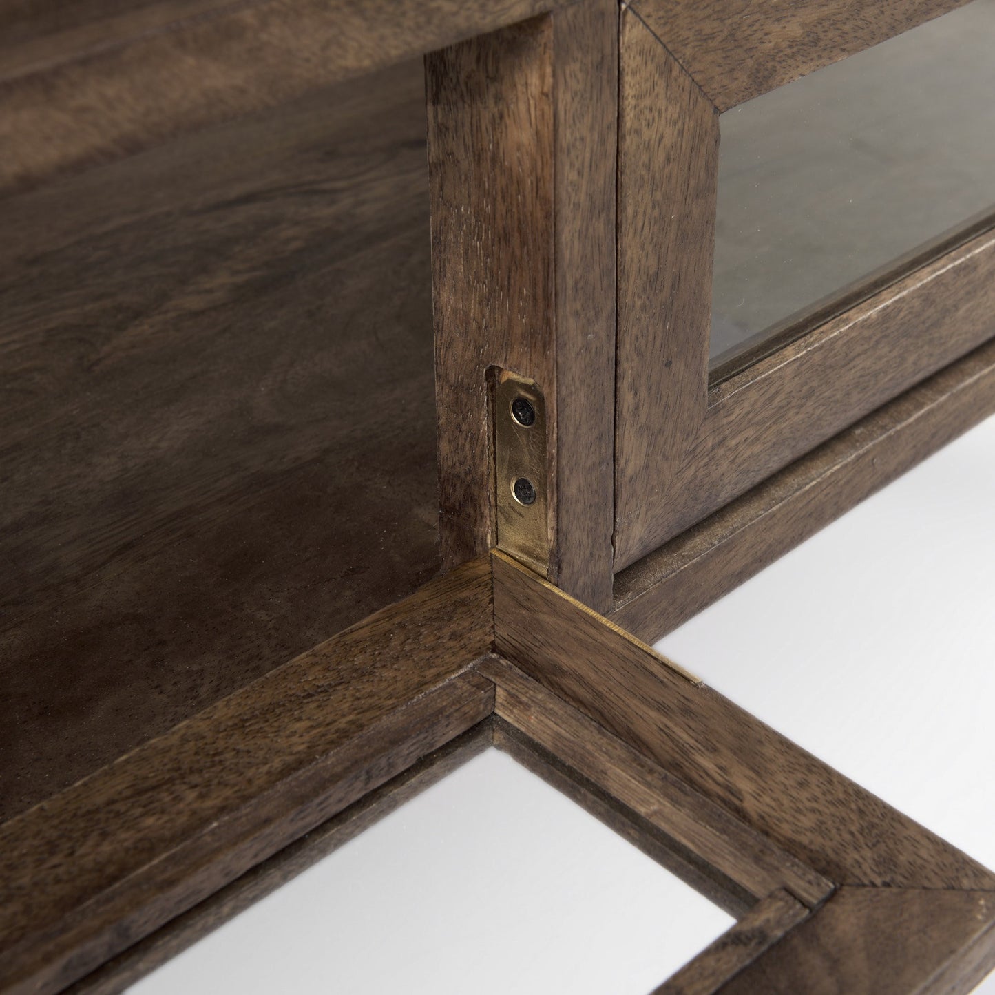 Dark Brown Glass & Metal Square Coffee Table
