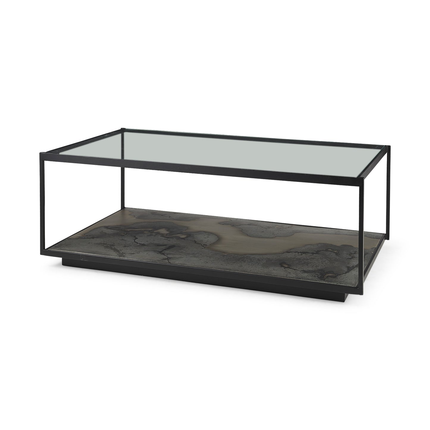 Clear & Black Glass Coffee Table
