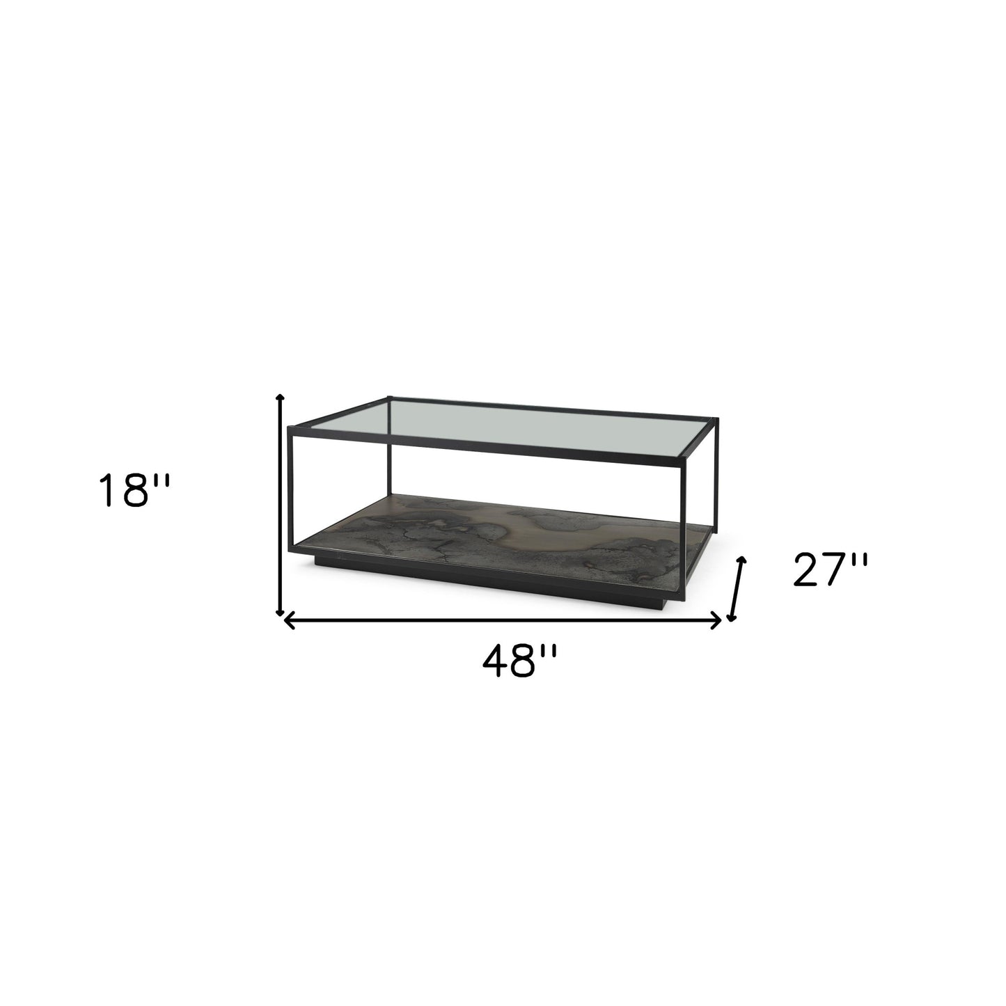 Clear & Black Glass Coffee Table