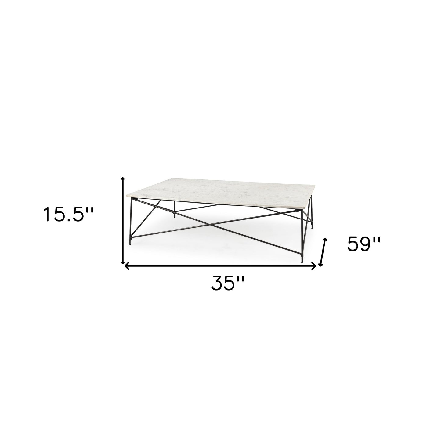 White Genuine Marble & Metal Coffee Table image 9