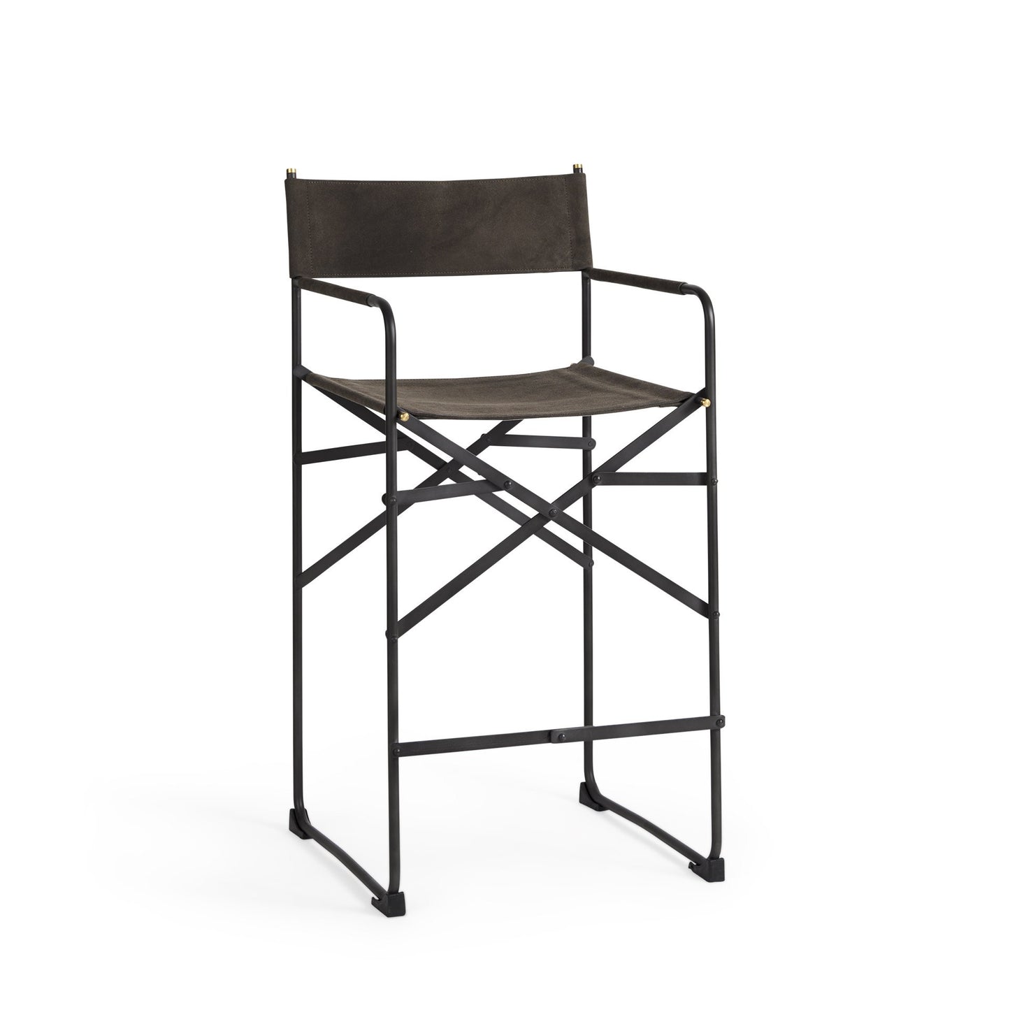Brown & Black Leather & Metal Bar Chair