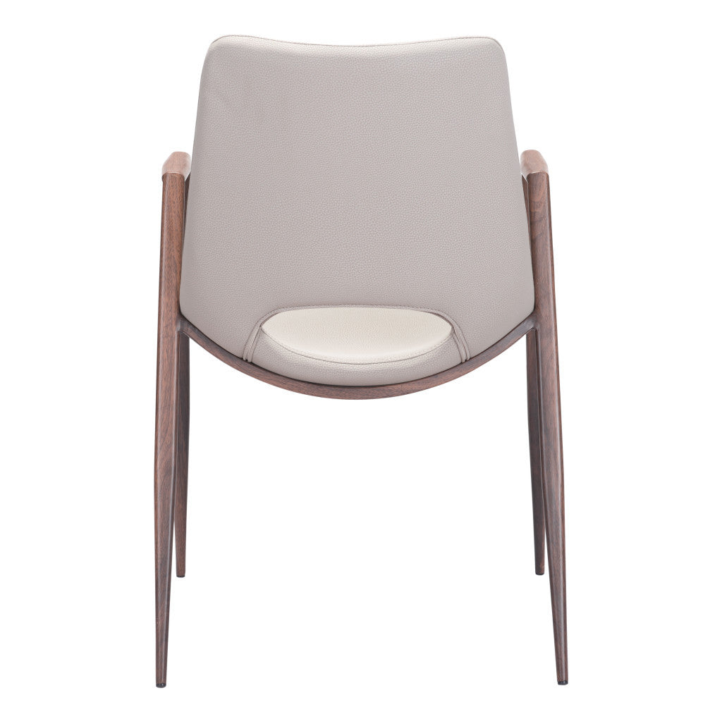 Beige & Brown Faux Leather Dining Chairs - Set of 2