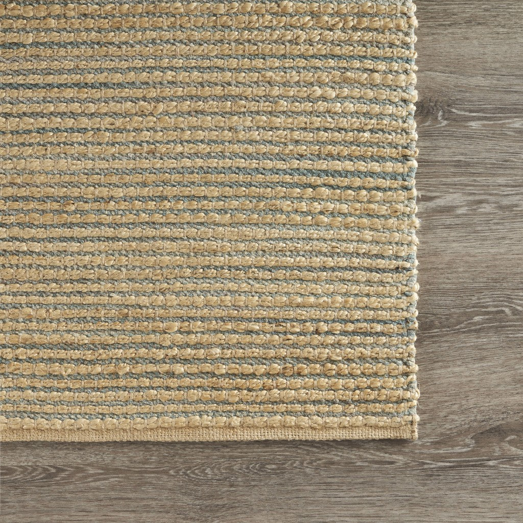 8 x 10 Tan & Blue Undertone Striated Rug