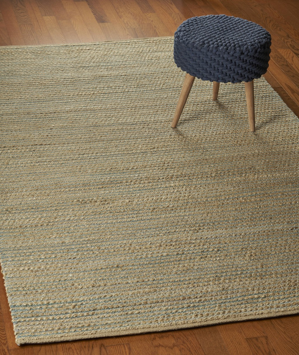 8 x 10 Tan & Blue Undertone Striated Rug