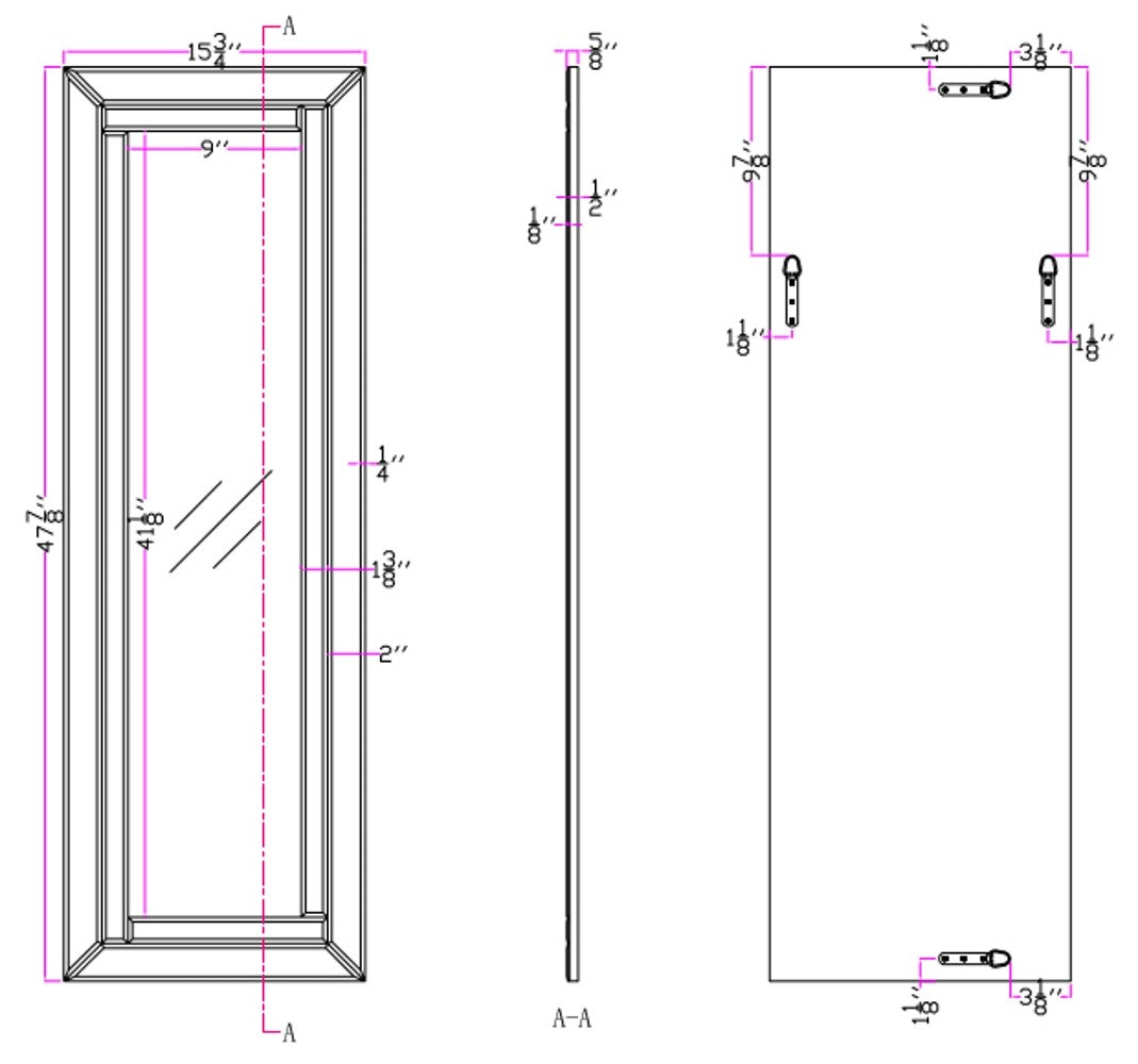 Clear Glass Framed Full Length Hanging Mirror