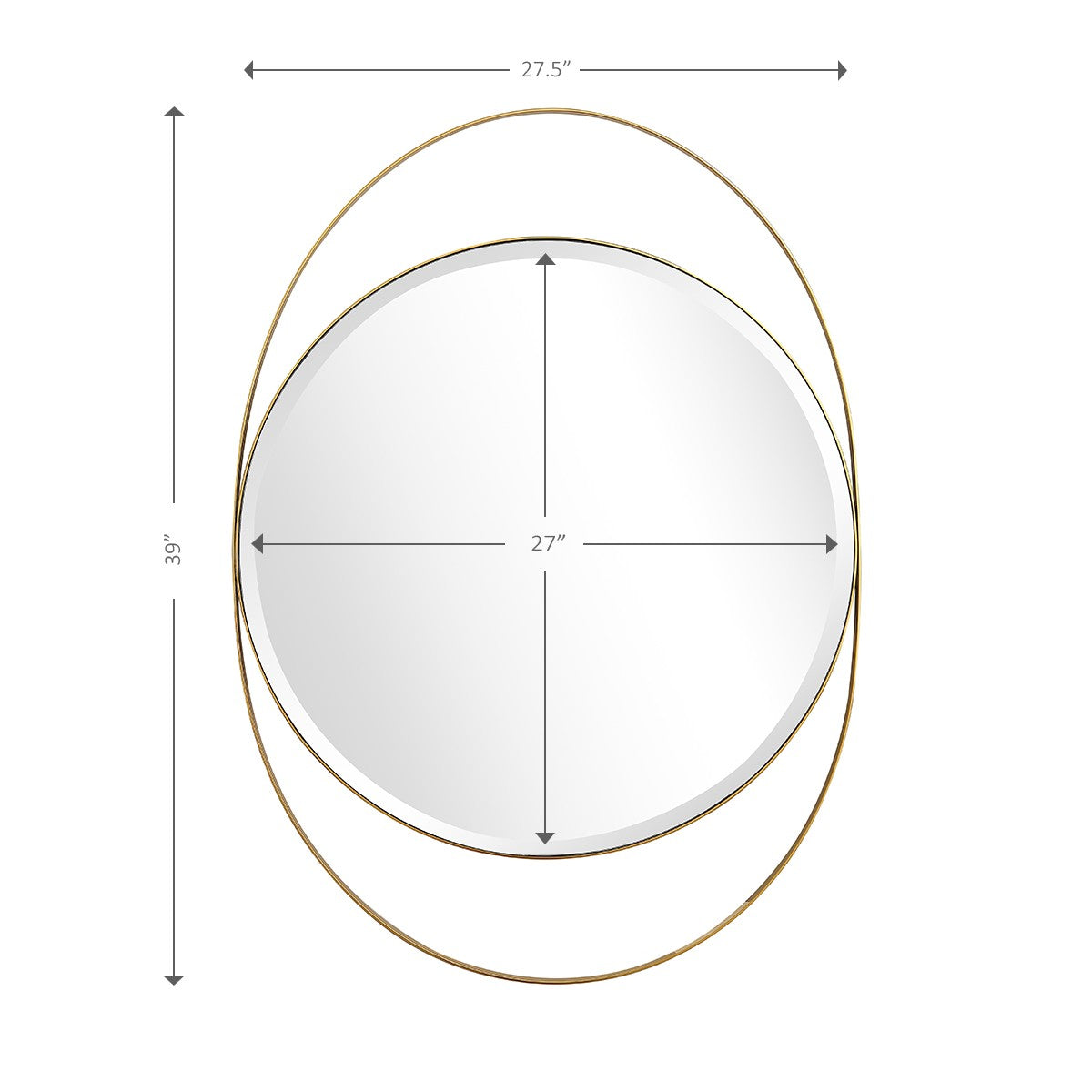 Gold Oval Framed Round Accent Mirror