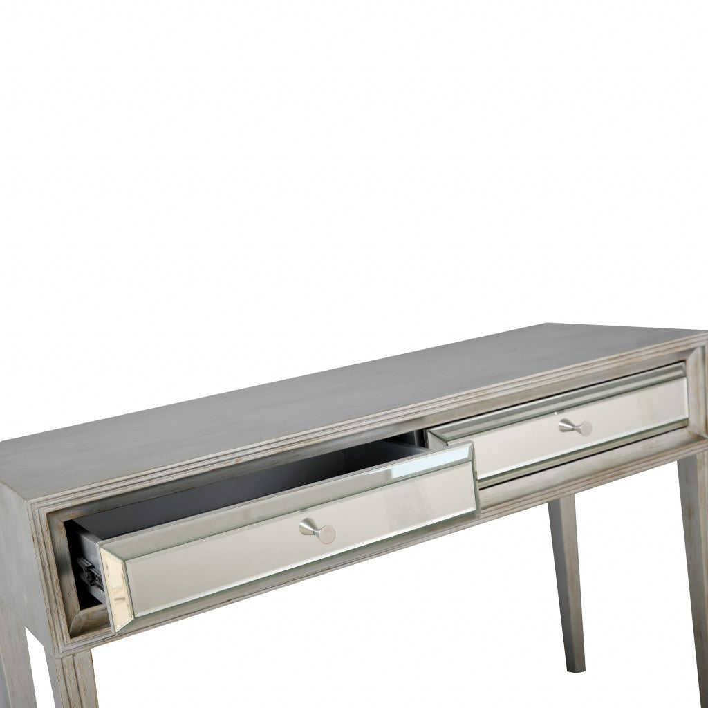Silver Mirrored Glass Console Table